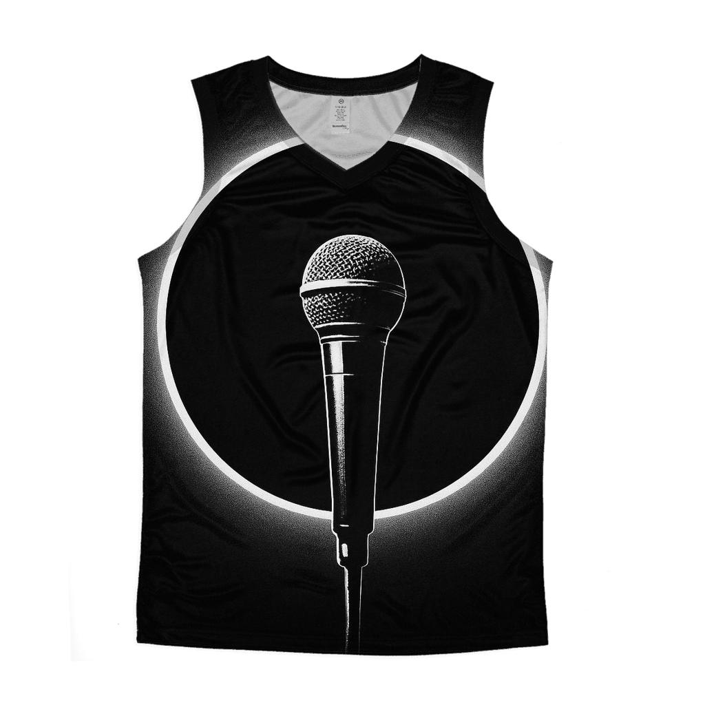 Minimalist Microphone Eclipse graphic print tank tops