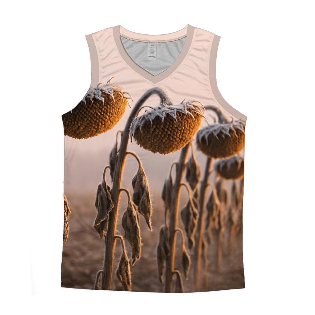 Frost On Forgotten Sunflowers trendy fitted tank tops