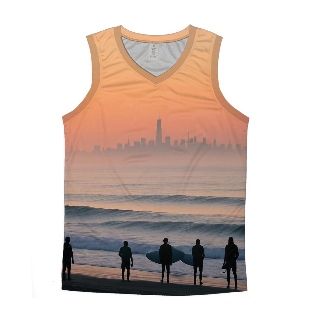 Sunrise From Rockaway With Distant Towers custom tank tops