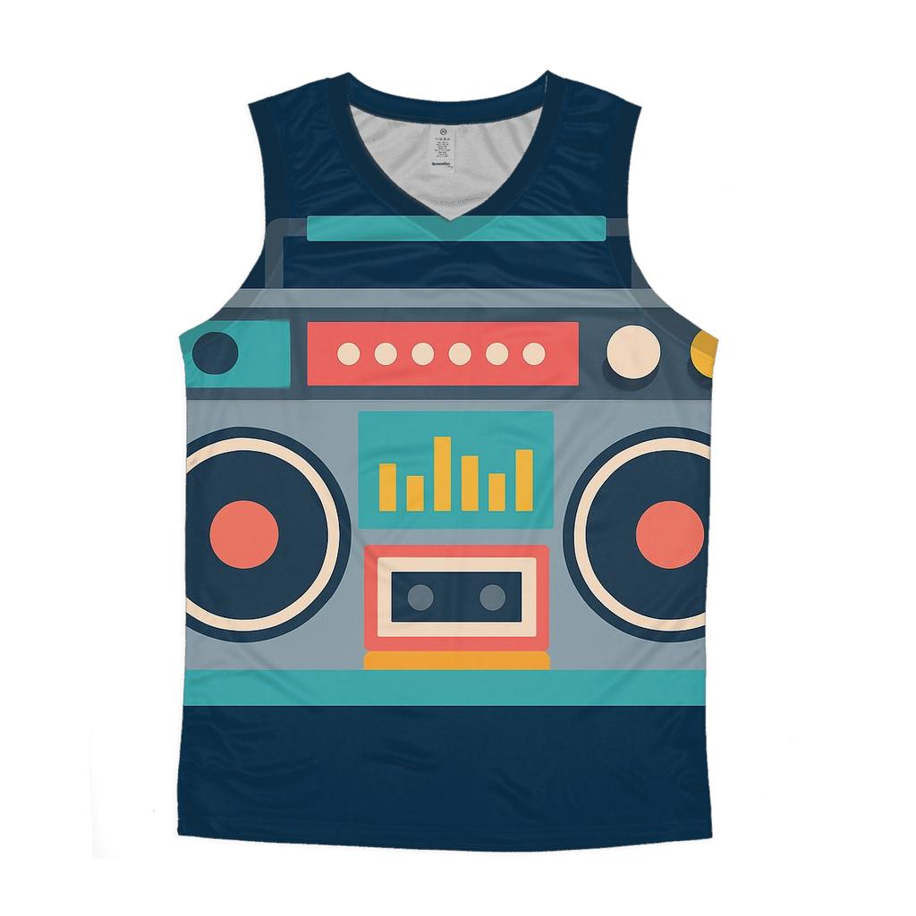 Chromatic Boombox Front personalized athletic tanks