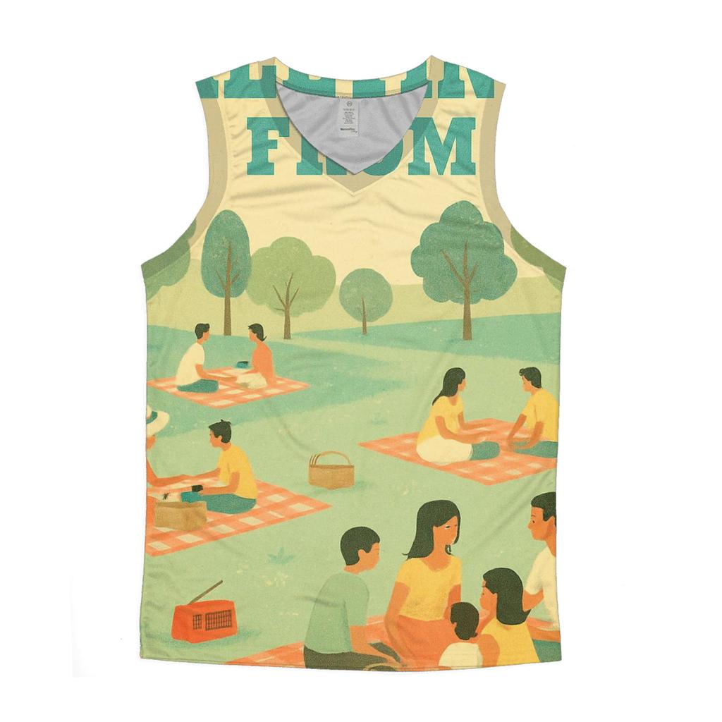 Retro Picnic Park Postcard trendy fitted tank tops