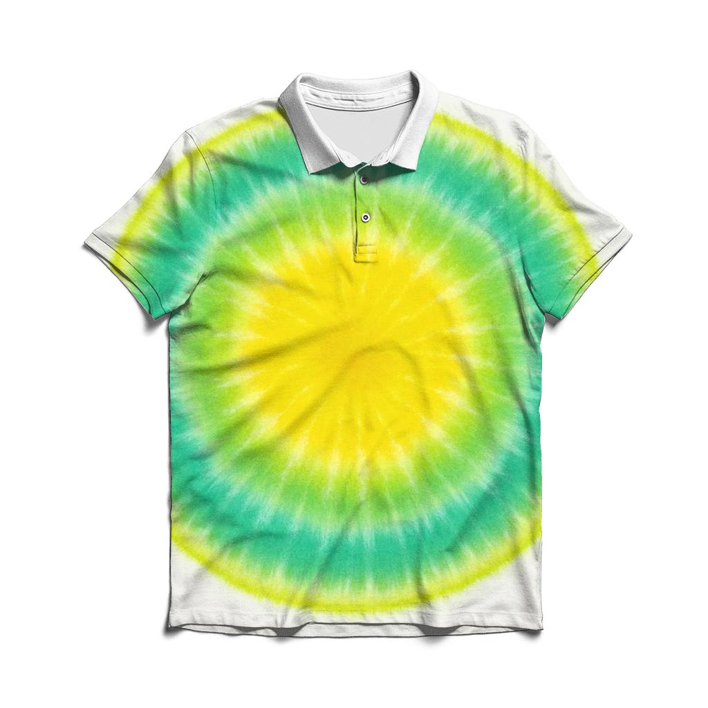 Lime Citrus Bullseye Bloom premium cotton polo shirts