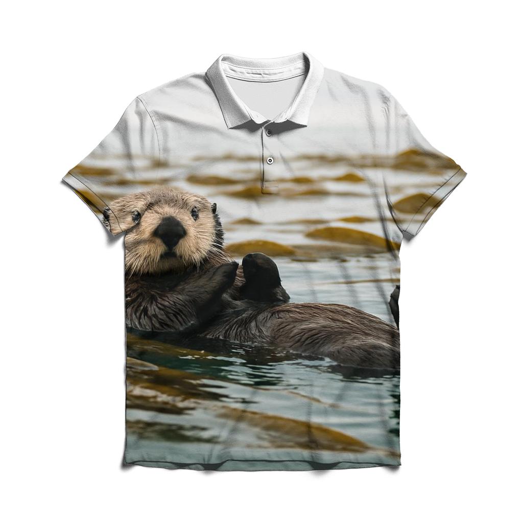 Kelp Forest Glide Sea Otter personalized polo shirts