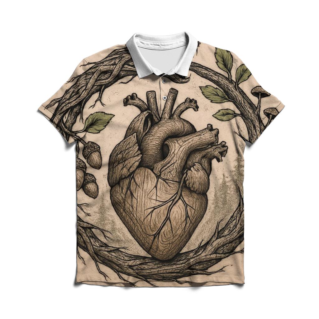 Forest Heart Rooted Ouroboros stylish collar polo tees