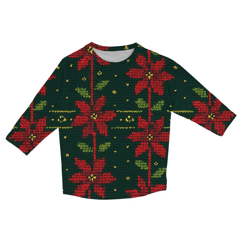 Poinsettia Zigzag Ladder Design cotton quarter sleeve shirts