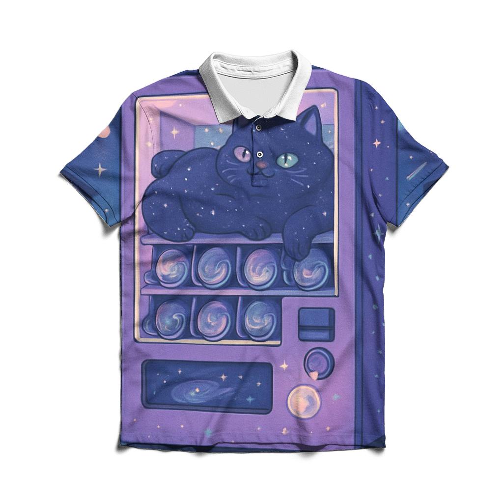 Cosmic Cat In The Vending Machine classic pique polos