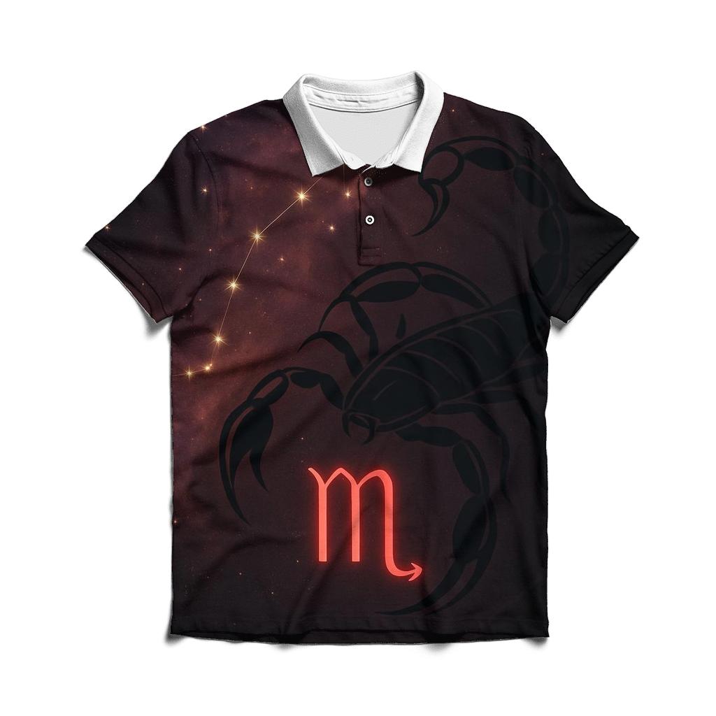 Scorpio Nebula Sigil Veil custom polo shirts