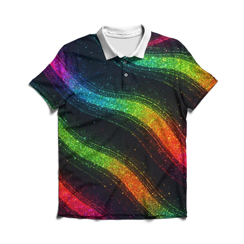 Neon Mirage Shimmer Wave casual sports polo shirts