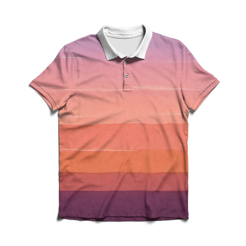 Sunset Horizon Overdye Stripes stylish collar polo tees