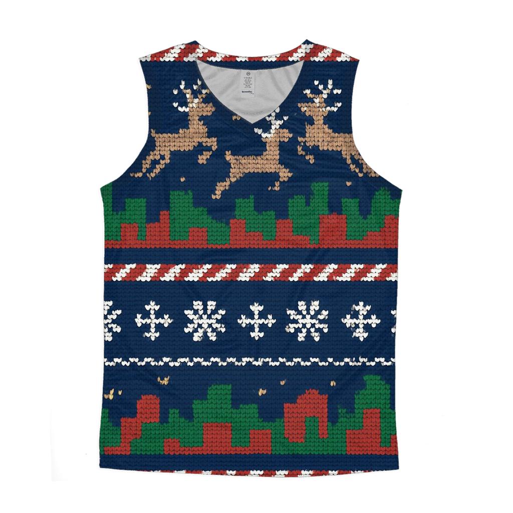 Tinsel Reindeer Skyline Design cotton sleeveless tops