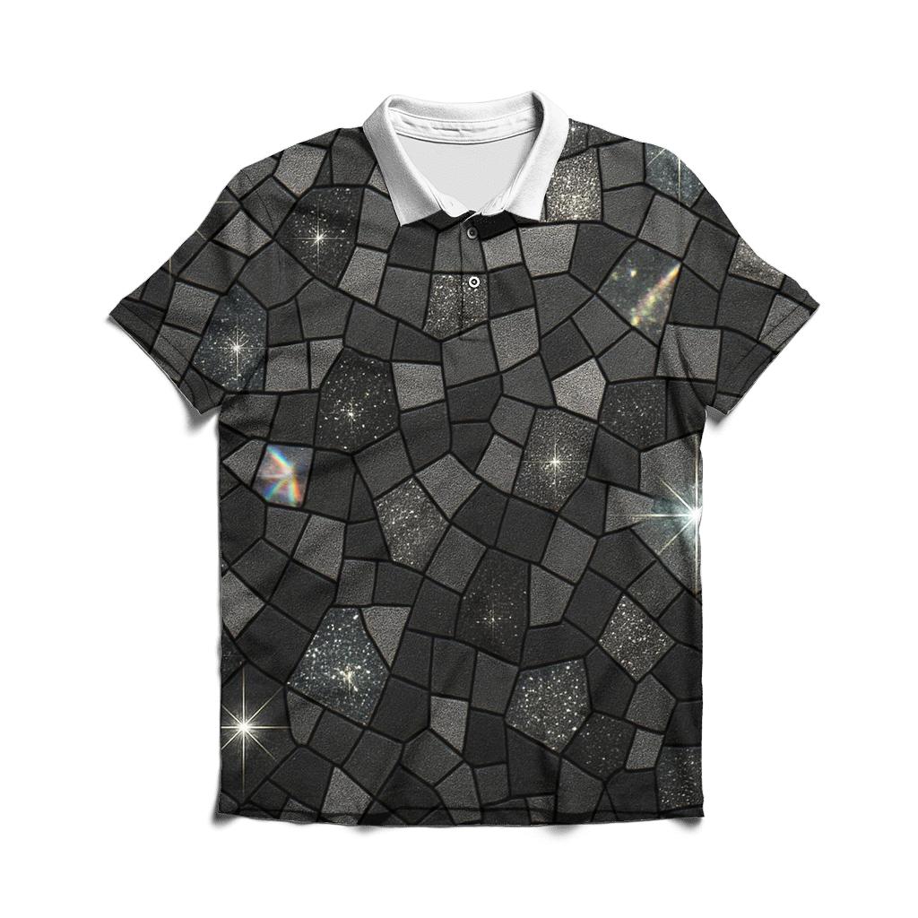 Silver Hologlow Mosaic stylish collar polo tees