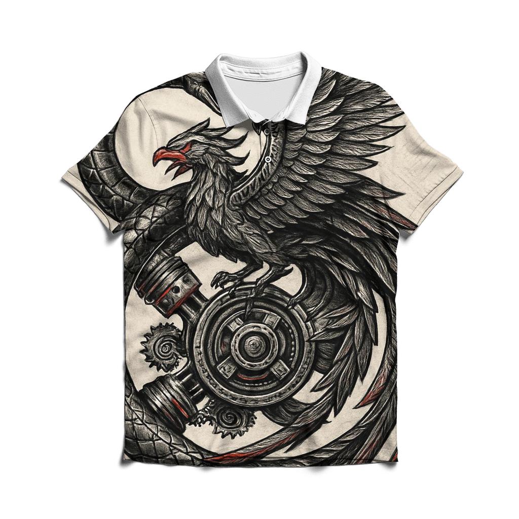 Mechanical Phoenix Ouroboros Engine branded logo polo shirts