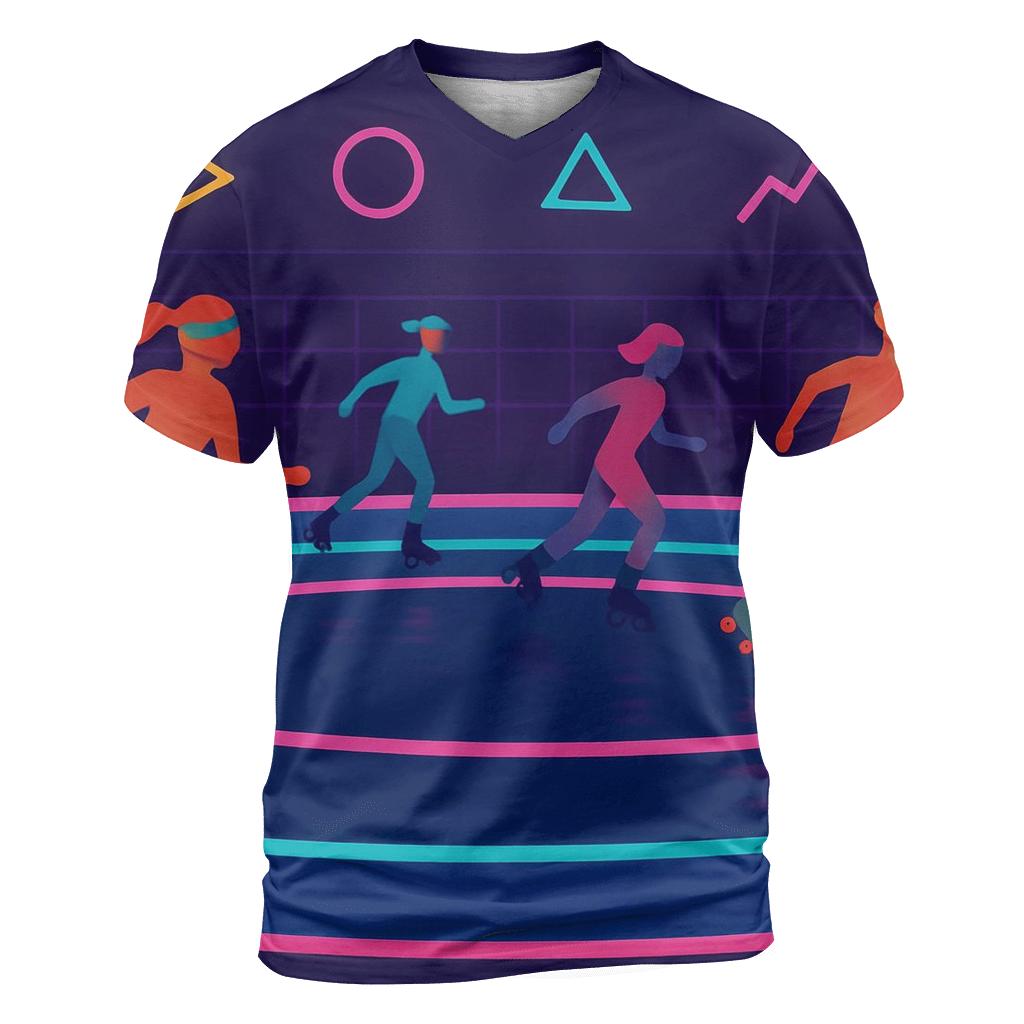 Neon Roller Rink Night artistic all-over print tops