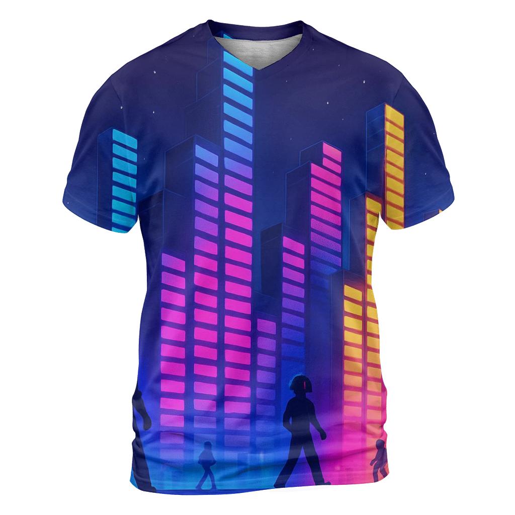 Neon Equalizer Skyline unique graphic print tees