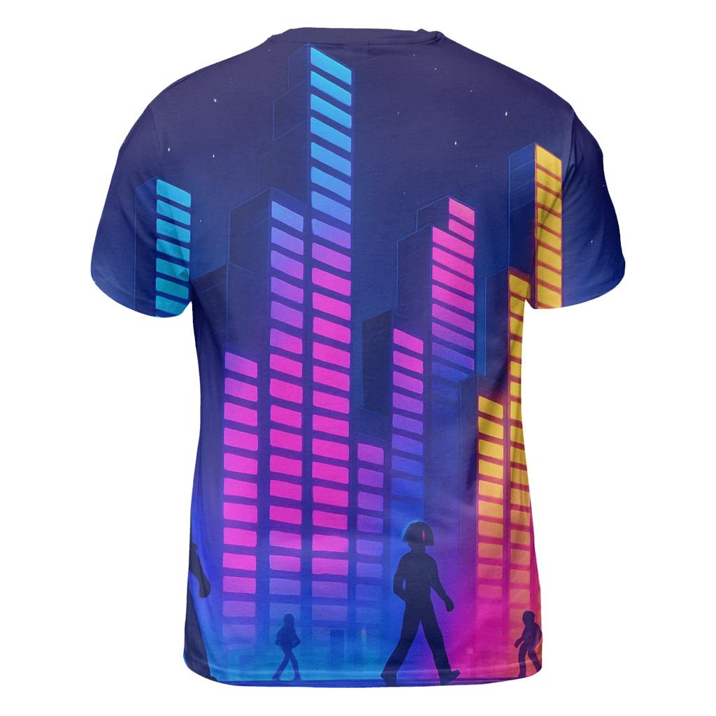 Neon Equalizer Skyline unique graphic print tees