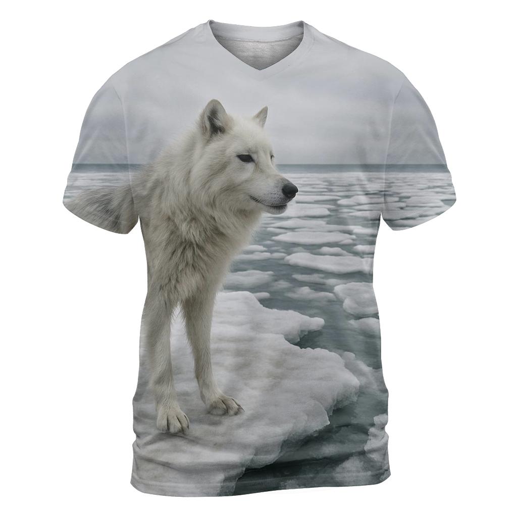 Arctic Wolf On Melting Shoreline statement graphic shirts