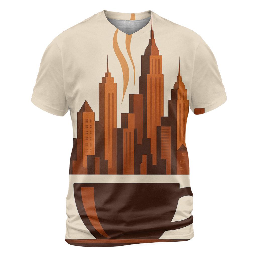 Copper Steam Skyline artistic all-over print tops