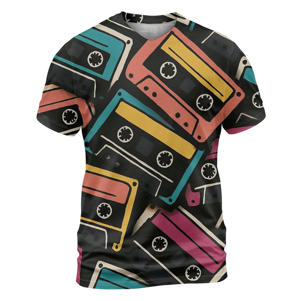 Analog Cassette Mosaic trendy printed shirt styles