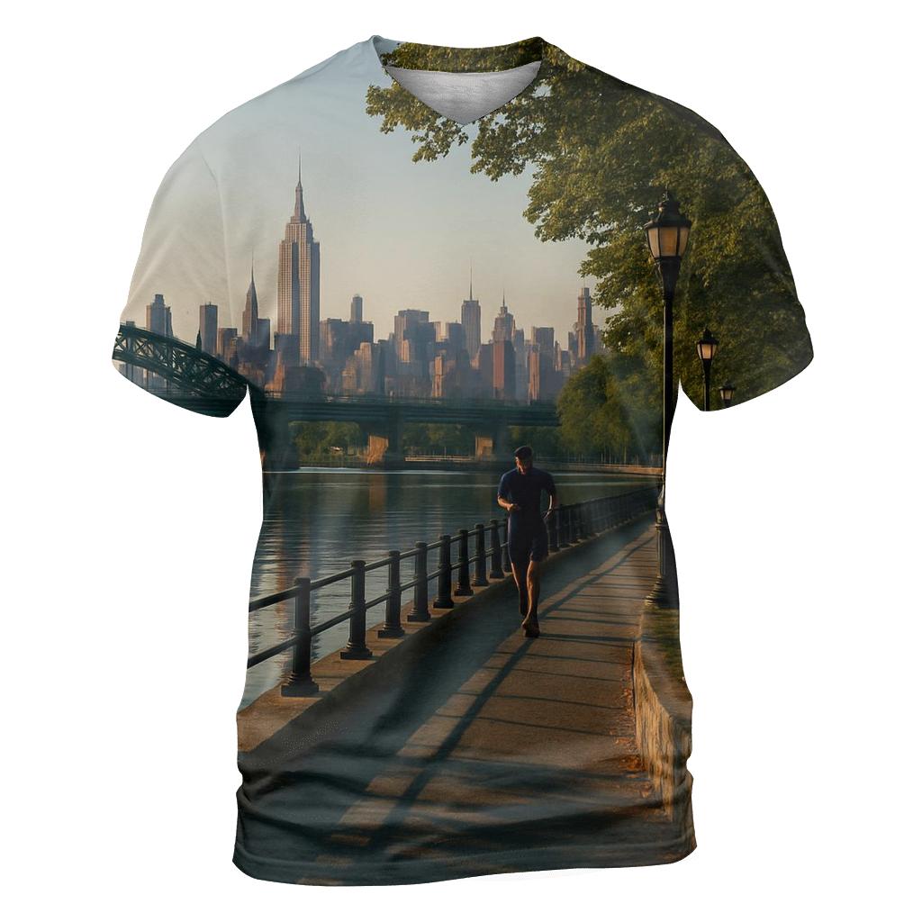 Harlem River Park Skyline Reflection unique graphic print tees