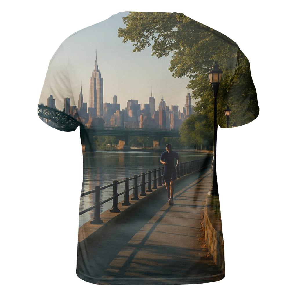 Harlem River Park Skyline Reflection unique graphic print tees