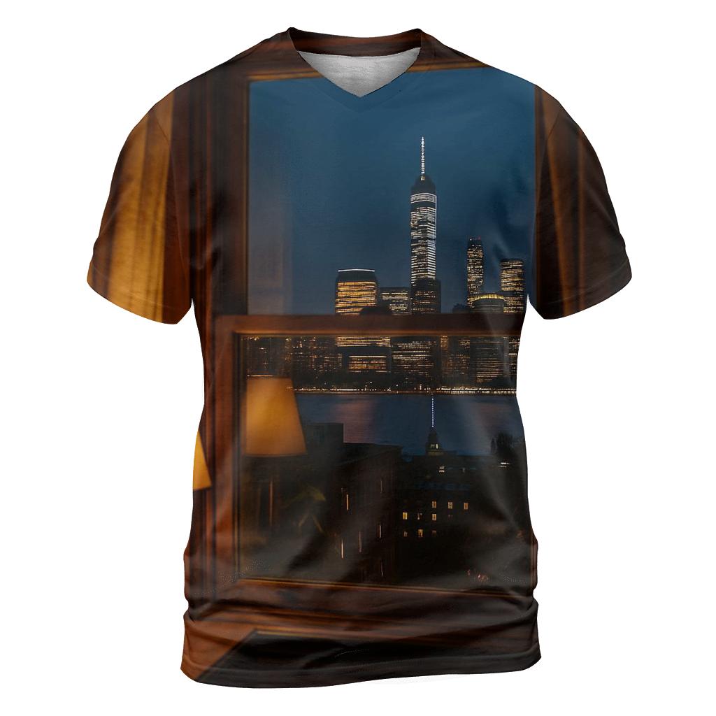 Brooklyn Brownstone Window Skyline Glimpse designer pattern shirts