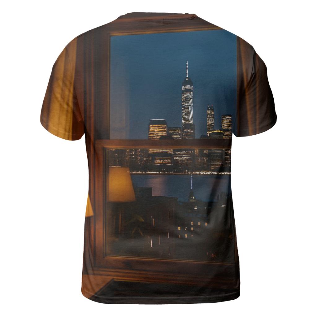 Brooklyn Brownstone Window Skyline Glimpse designer pattern shirts
