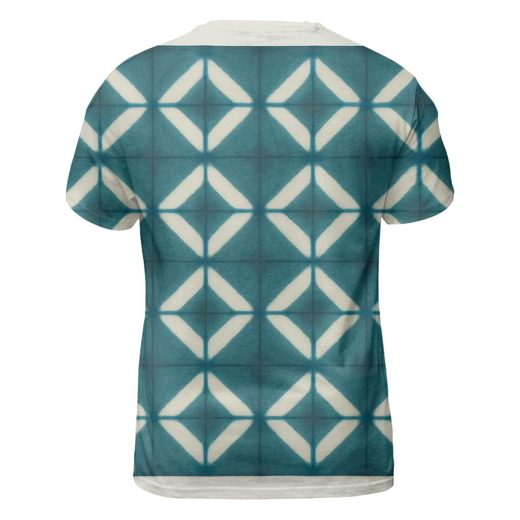 Teal Itajime Clamp Lattice trendy printed shirt styles