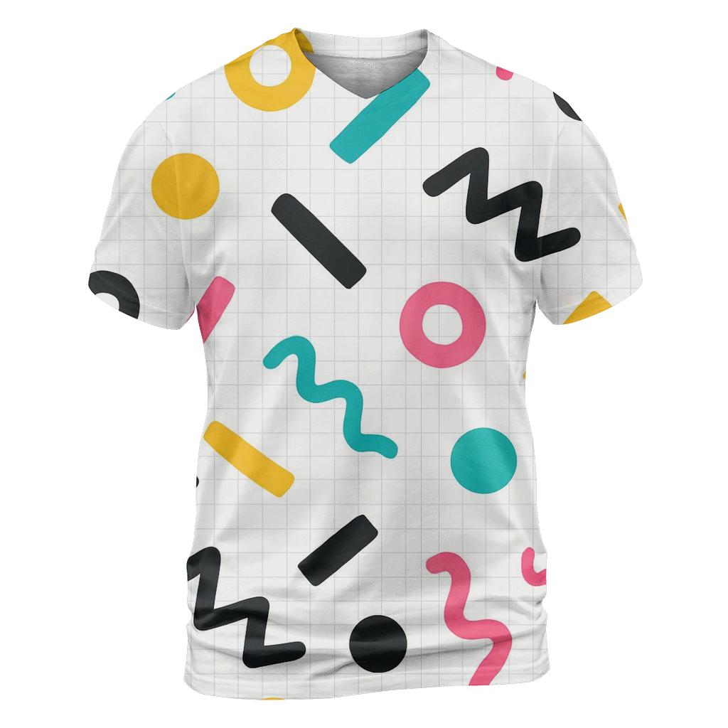 Memphis Grid Confetti statement graphic shirts