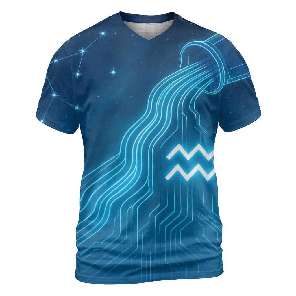 Aquarius Cosmic Water Circuit artistic all-over print tops
