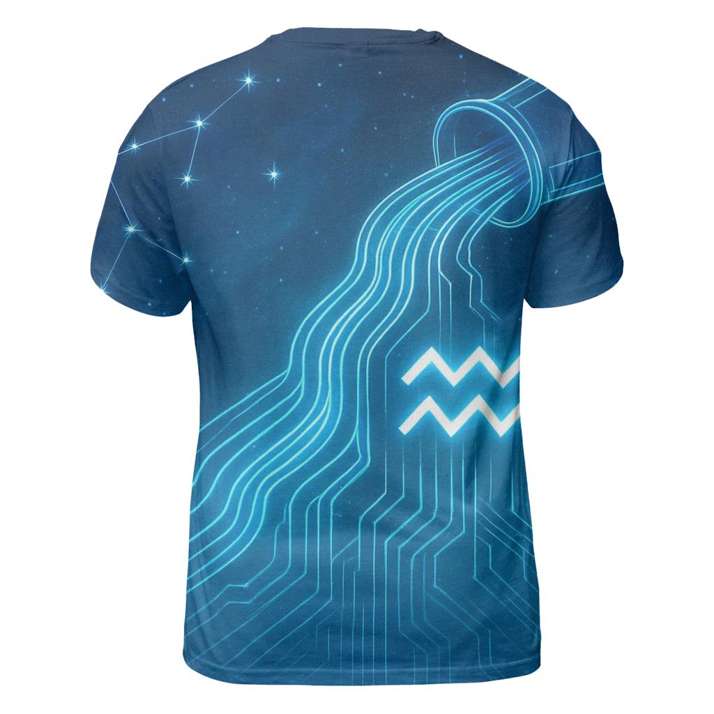 Aquarius Cosmic Water Circuit artistic all-over print tops
