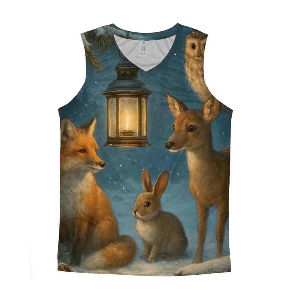 Woodland Animals Around The Christmas Lantern stylish racerback tanks