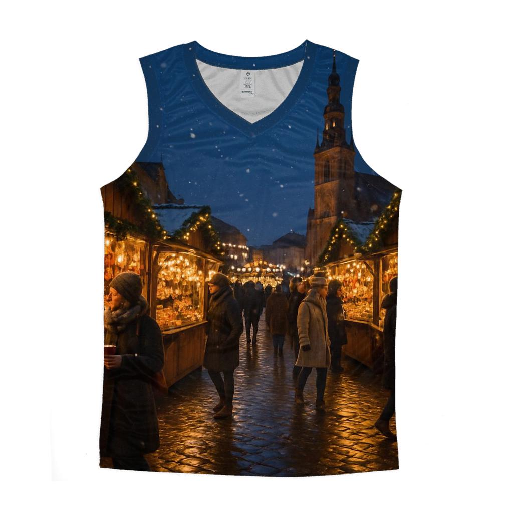 Christmas Market Under Falling Snow casual summer tank tops