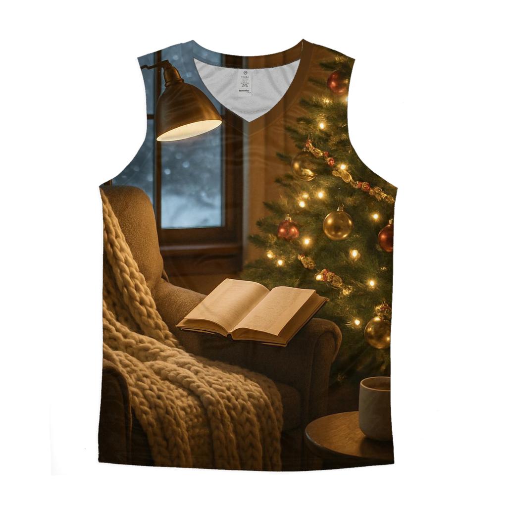 Cozy Reading Nook With Christmas Tree designer workout tanks
