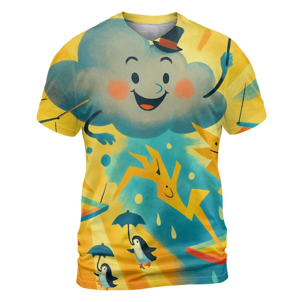 Laughing Thundercloud Circus artistic all-over print tops
