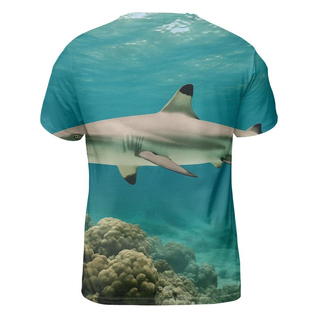 Reef Patrol Blacktip Reef Shark vibrant all-over design tees