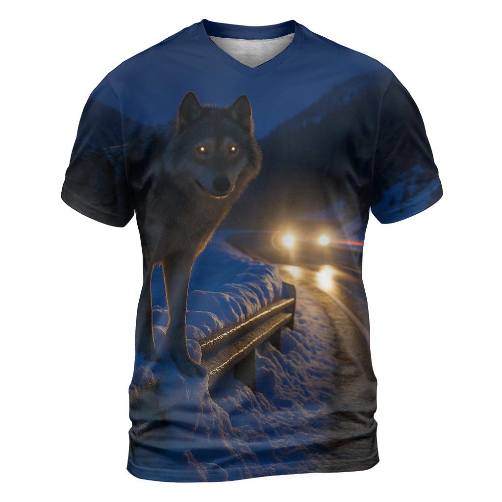 Snowplow Roadside Wolf At Dusk vibrant all-over design tees