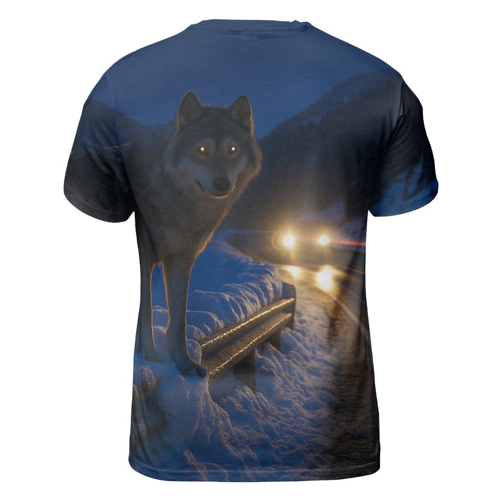 Snowplow Roadside Wolf At Dusk vibrant all-over design tees