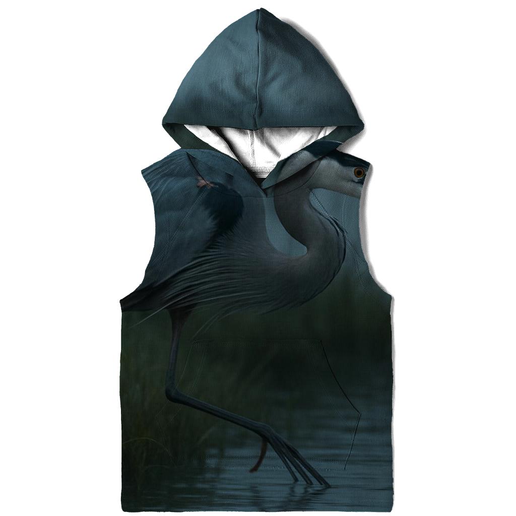 Misty Marsh Stalk Great Blue Heron custom hoodies