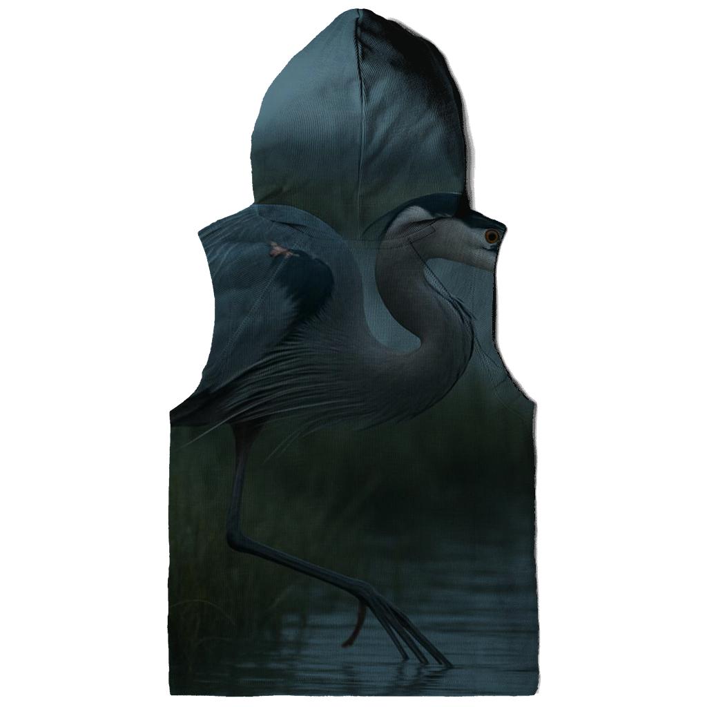 Misty Marsh Stalk Great Blue Heron custom hoodies