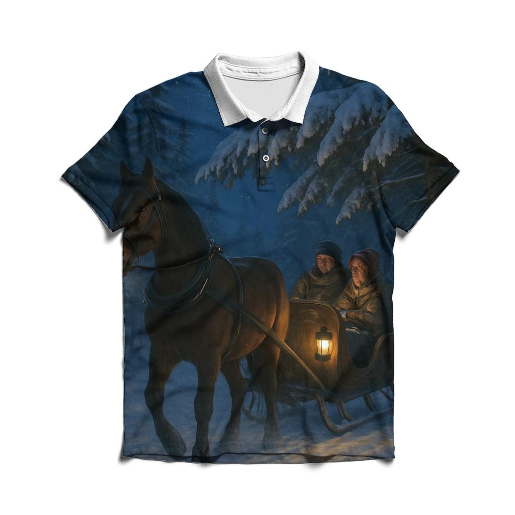 Starlit Sleigh Ride Through The Pines personalized polo shirts