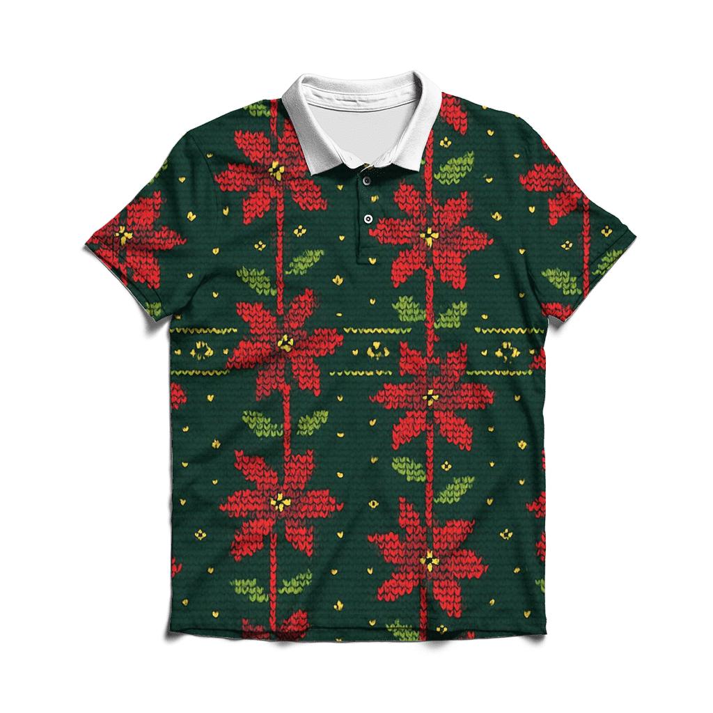 Poinsettia Zigzag Ladder Design custom polo shirts