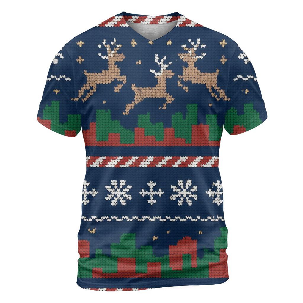 Tinsel Reindeer Skyline Design designer pattern shirts