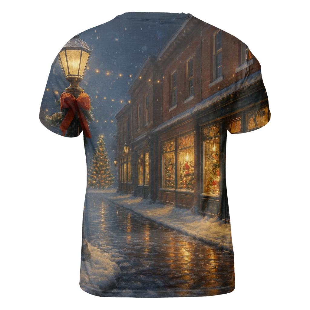 Midnight Snowfall On Main Street trendy printed shirt styles