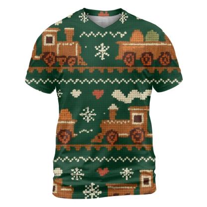 Gingerbread Train Tracks Design vibrant all-over design tees
