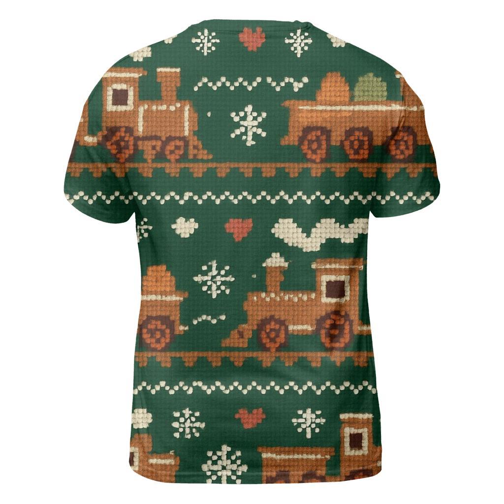 Gingerbread Train Tracks Design vibrant all-over design tees