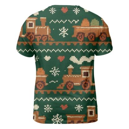 Gingerbread Train Tracks Design vibrant all-over design tees