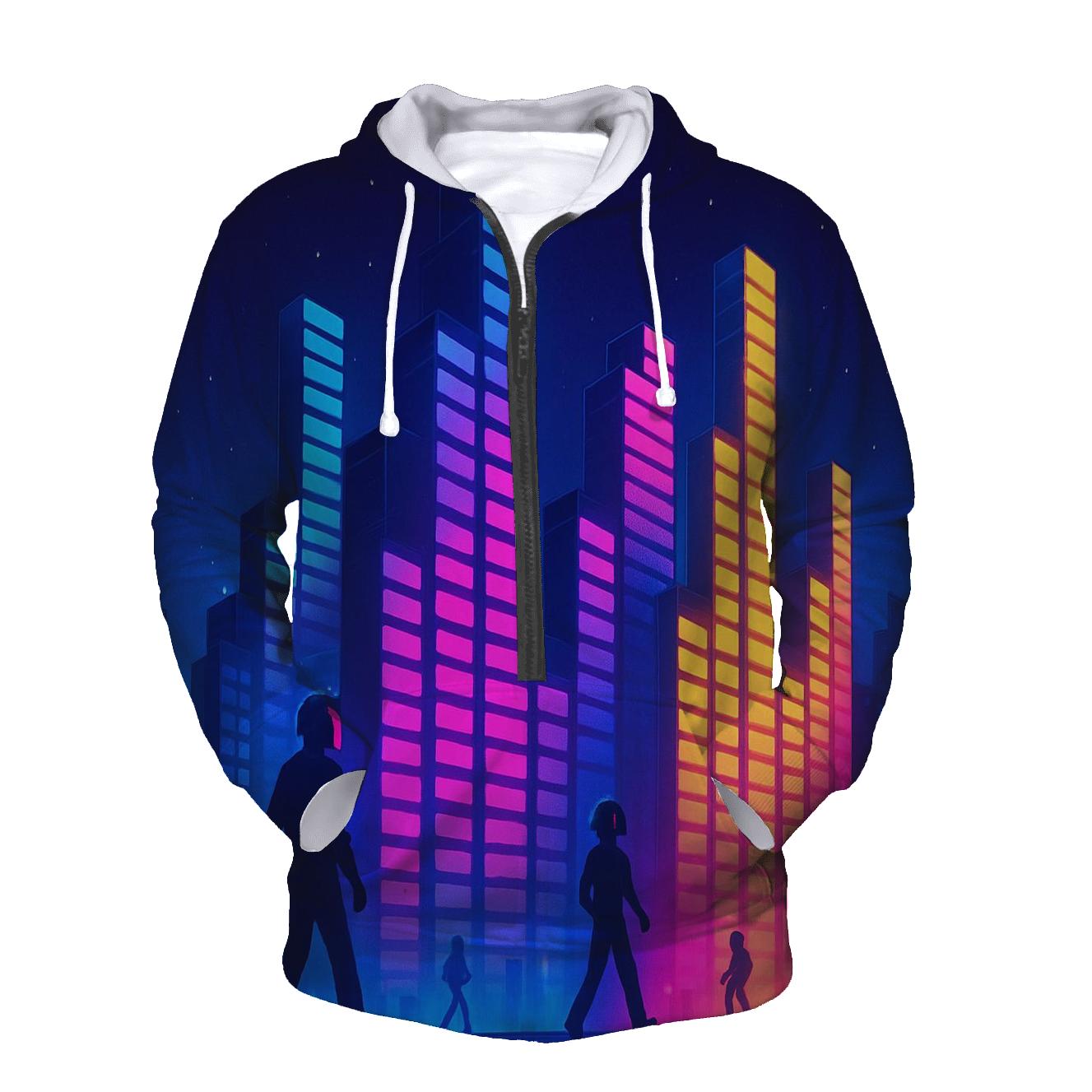 Neon Equalizer Skyline hoodie designs