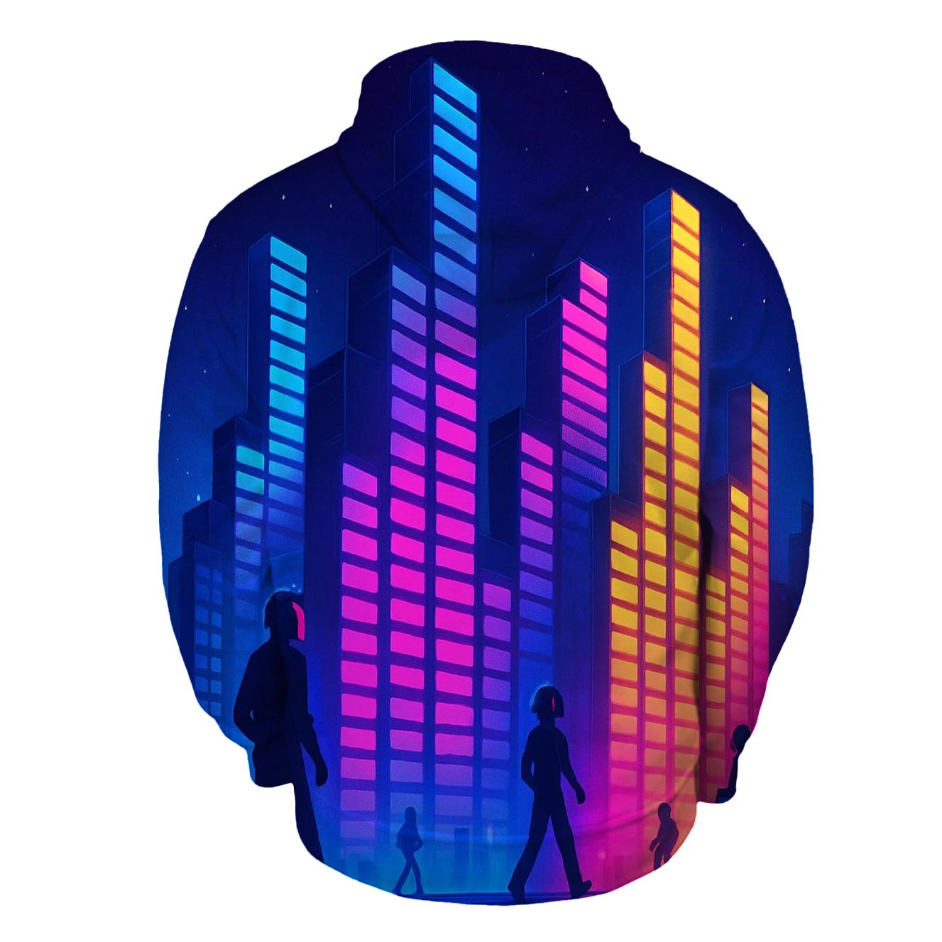 Neon Equalizer Skyline hoodie designs