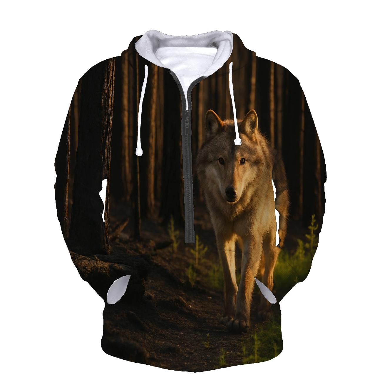 Timber Wolf At Burned Forest Edge lightweight hoodies