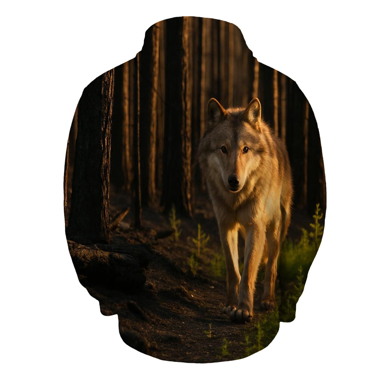 Timber Wolf At Burned Forest Edge lightweight hoodies